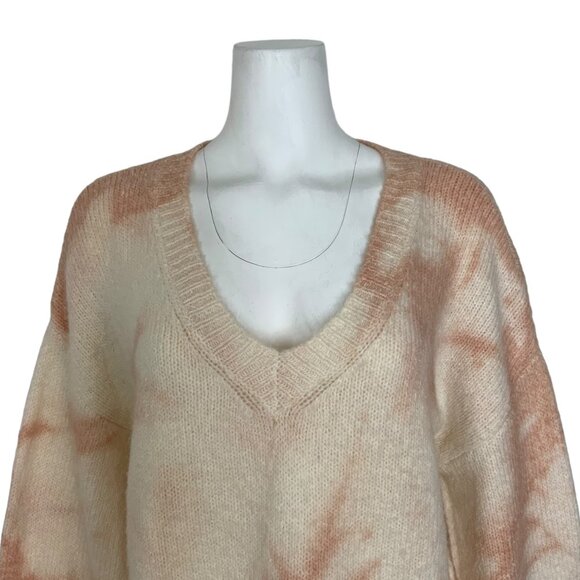 Anthropologie Maggie Bell Sleeve Sweater S Pullover Oversized Tie Dye V-Neck - Picture 8 of 12